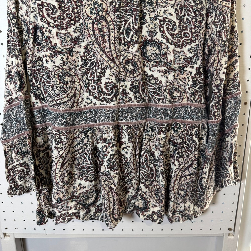 American Eagle Outfitters Blouse Womens Large Paisley Tassel 3/4 Sleeve Boho Top - Picture 8 of 10